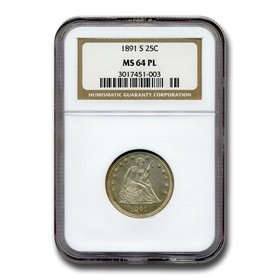 1891-S Liberty Seated Quarter MS-64 NGC (PL) 1891-S Liberty Seated Quarter MS-64 NGC (PL)